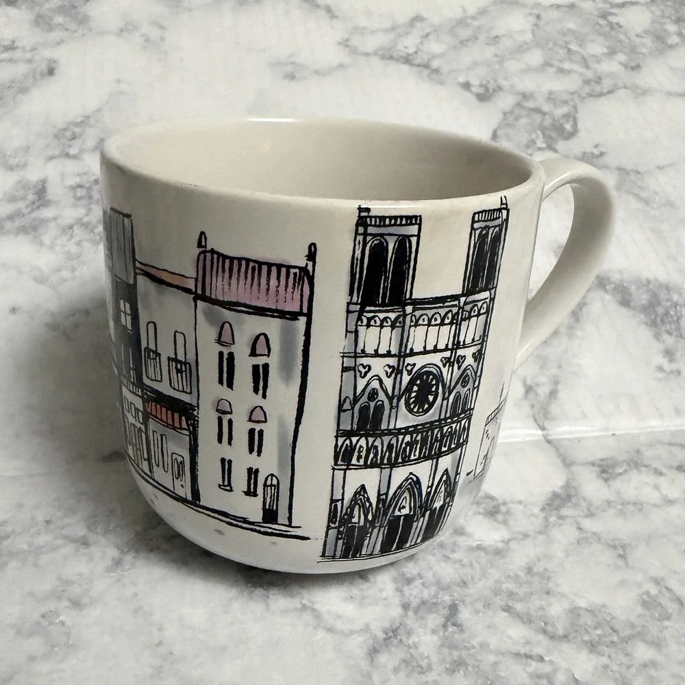 Sur La Table Notre Dame Cityscape Paris France Icon Illustration Coffee Mug 15oz